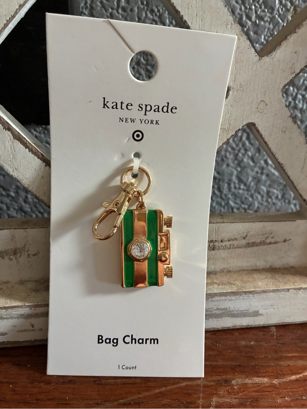 kate spade Green and Gold Suitcase Bag Charm